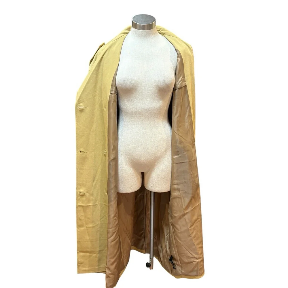 NWT Topshop Trench Coat Double Breasted Belted Sand Mustard Sz. 10 - Picture 9 of 13